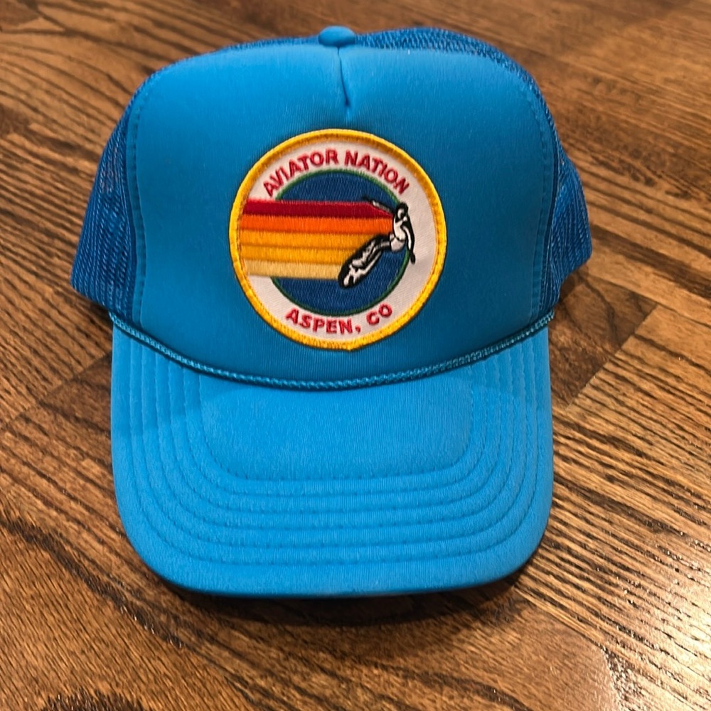 ⚡️🩵 AVIATOR NATION Blue Aspen Trucker Hat Like New
